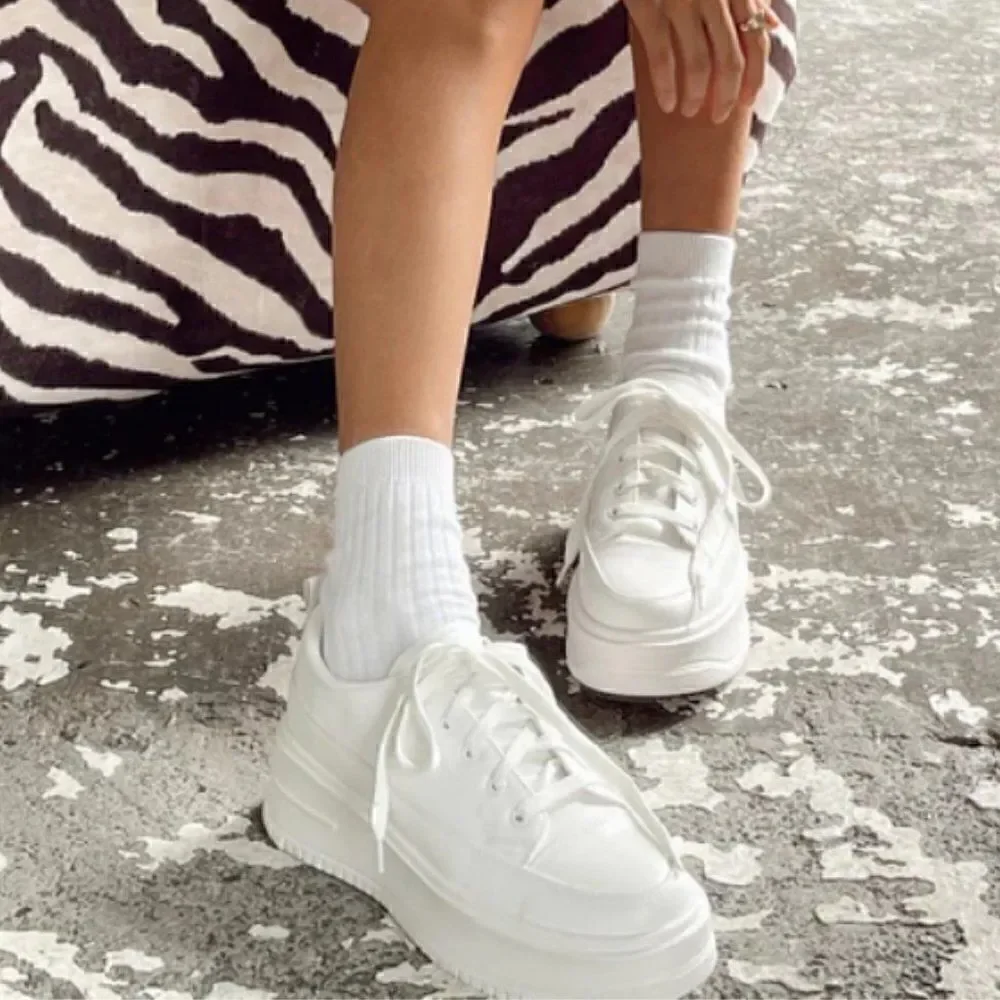 ‎Princess Polly Dylan White Eco Vegan Leather Platform Sneakers 9